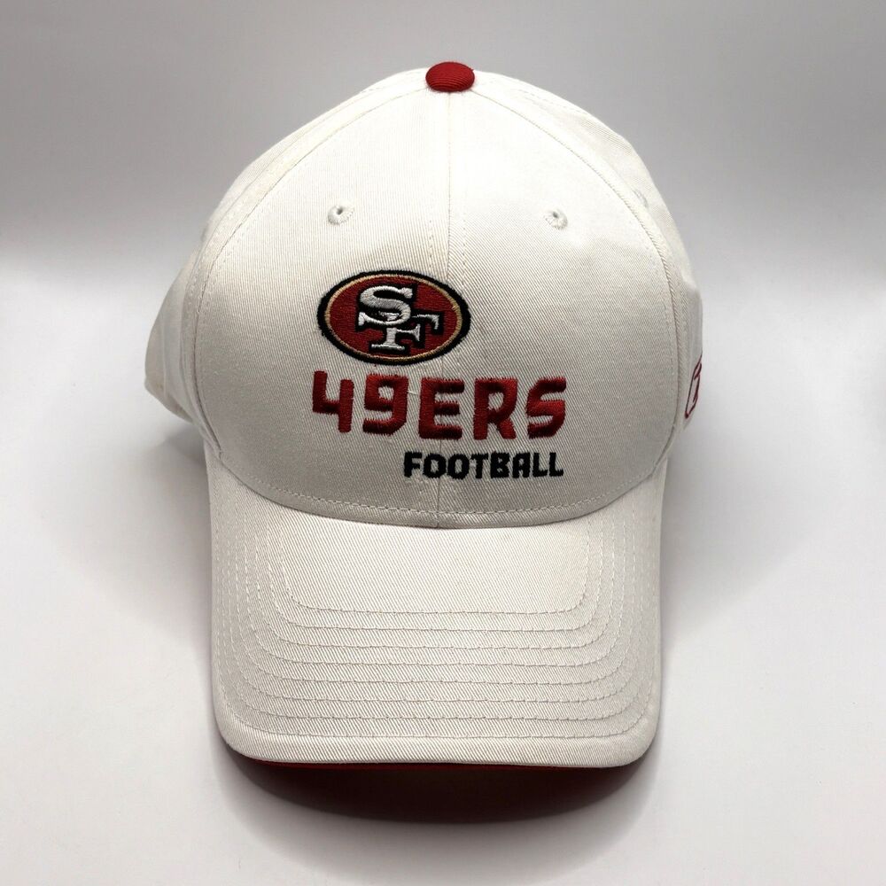 San Francisco 49ers Football NFC-West Reebok Hat NFL White Adjustable Back New